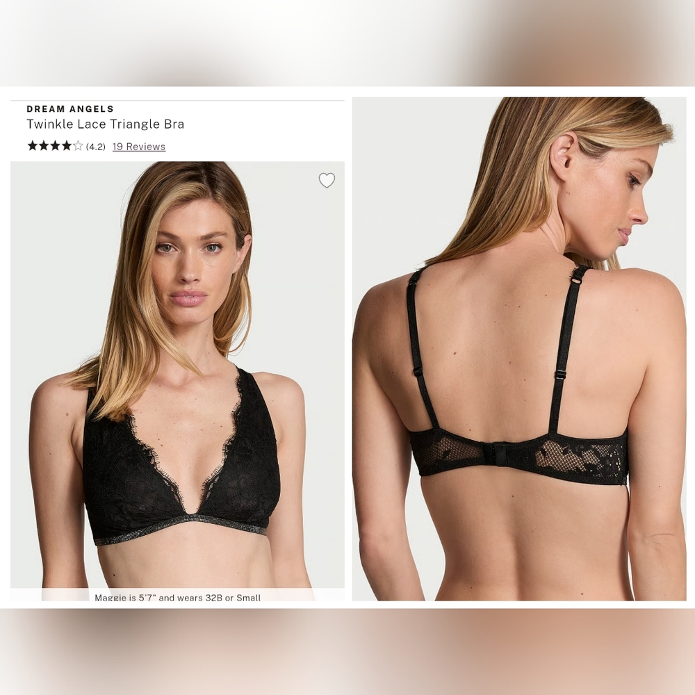 Victoria's Secret Very Sexy Dream Angels Twinkle Lace Shine Triangle Bra XXL